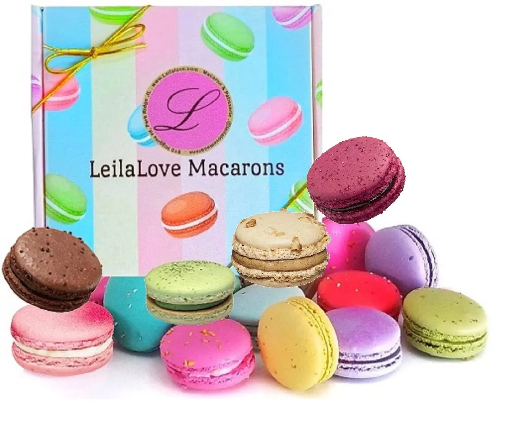 LeilaLove Macarons - 12 Gourmet Macarons Dozen Flavors