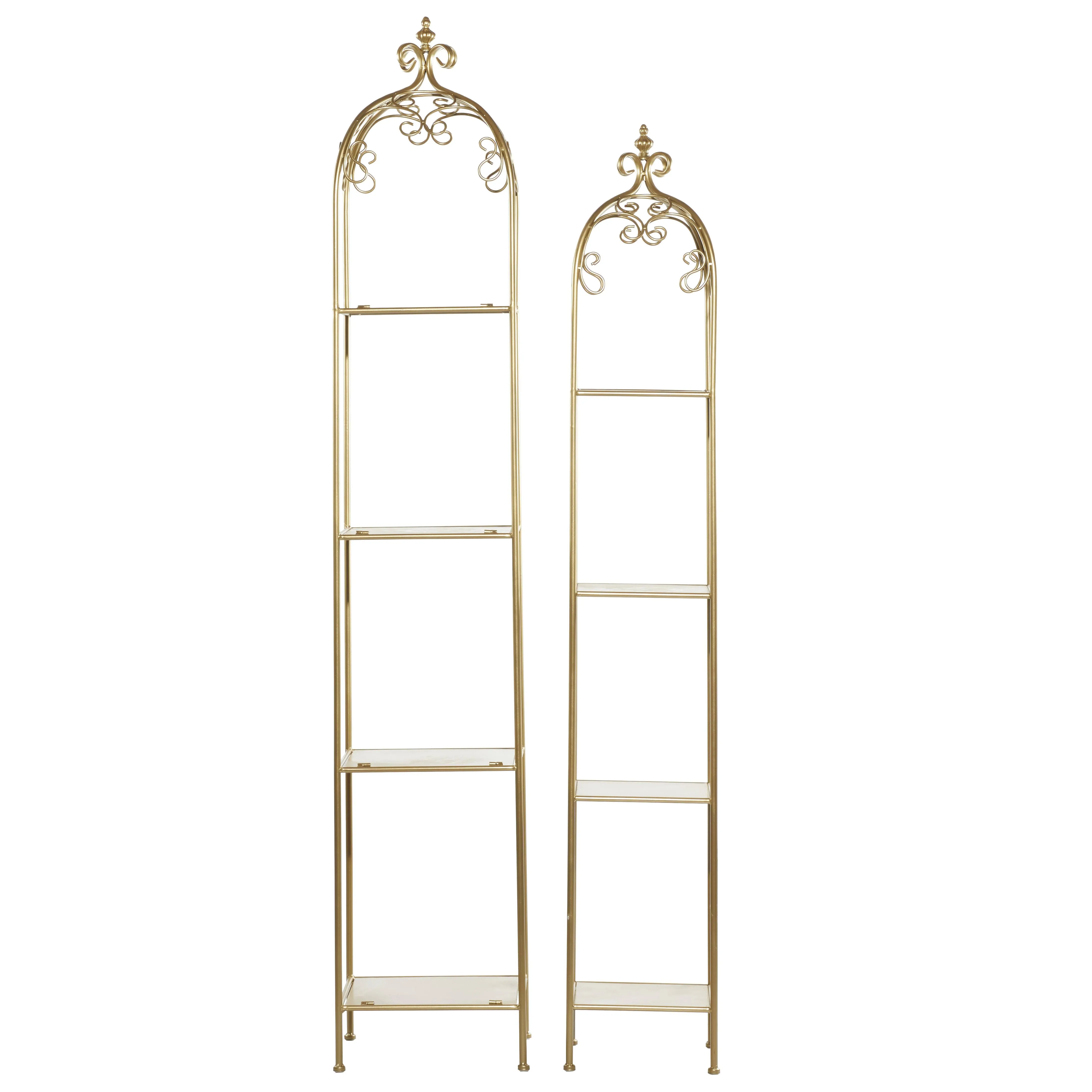 Juniper + Ivory Set of 2 74 In., 65 In. Contemporary Shelving Unit Gold Metal - Juniper + Ivory 46038