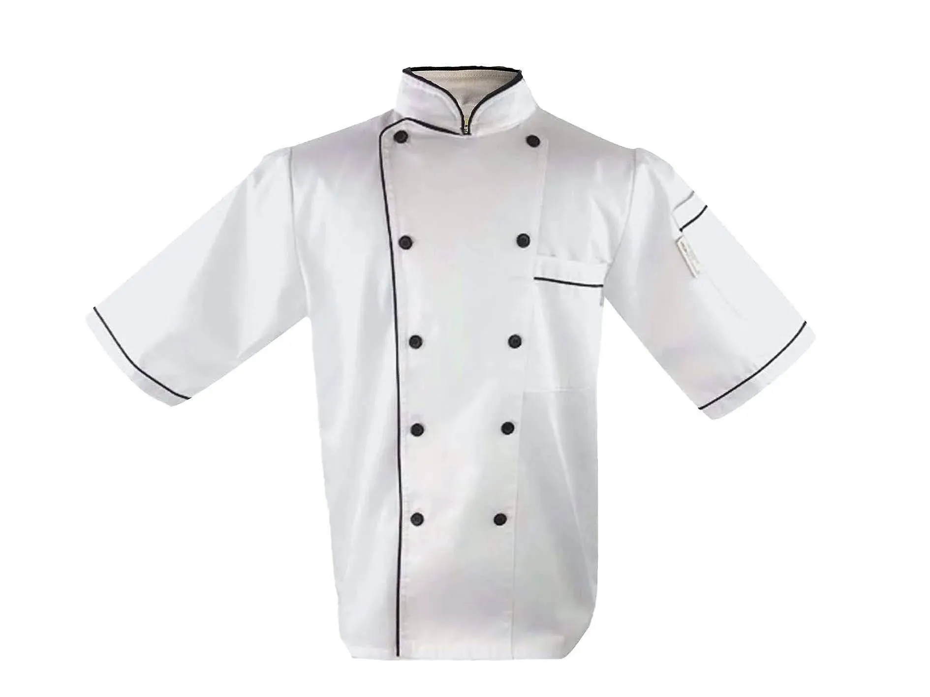 UScarmen Unisex Classic Short Sleeve Chef Coat Jacket 0190328 White Black 