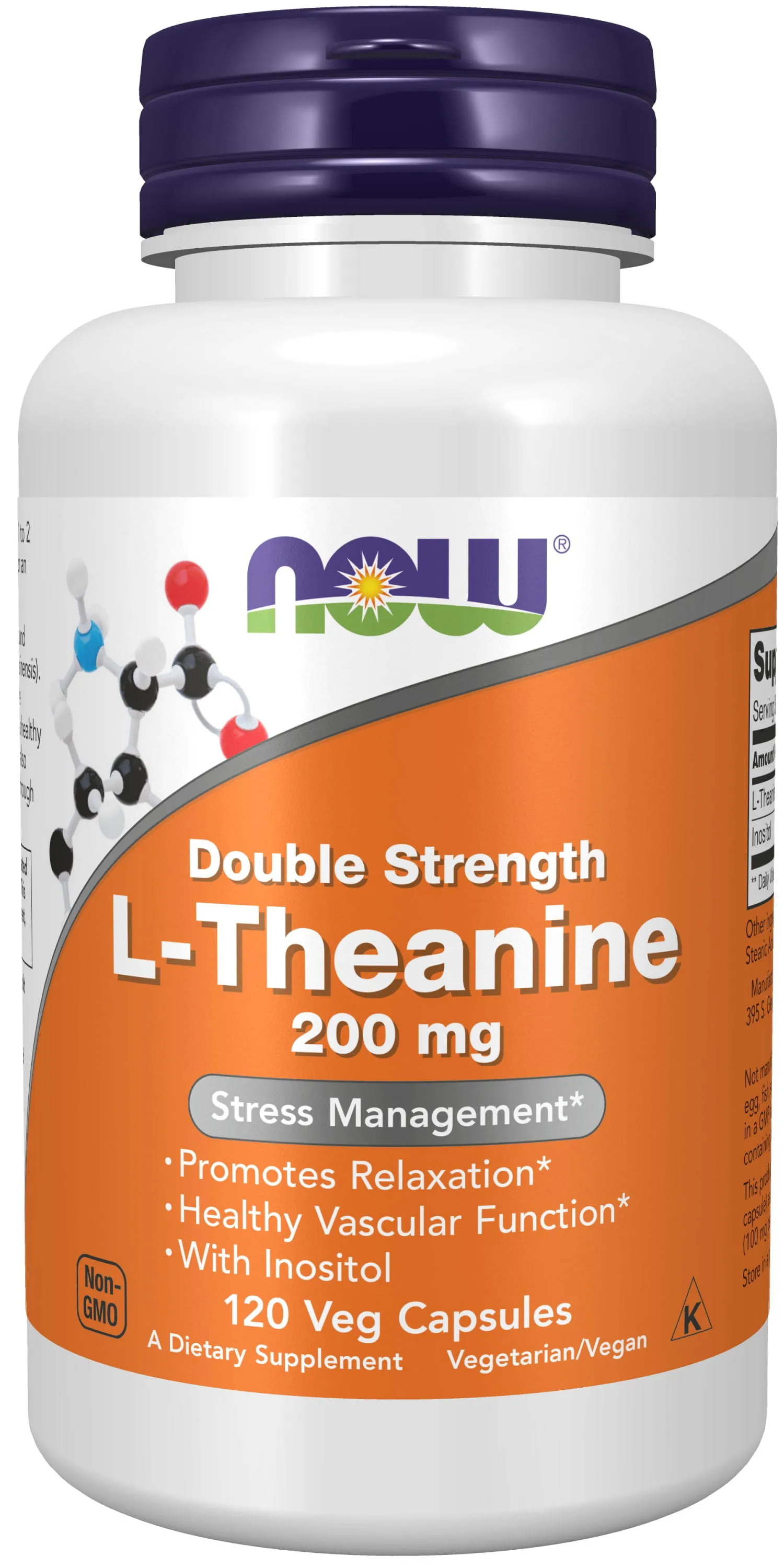 Now Foods L-THEANIN 200 MG 120 Veg Kapseln, Schlafhilfe, Entspannung Und Stress