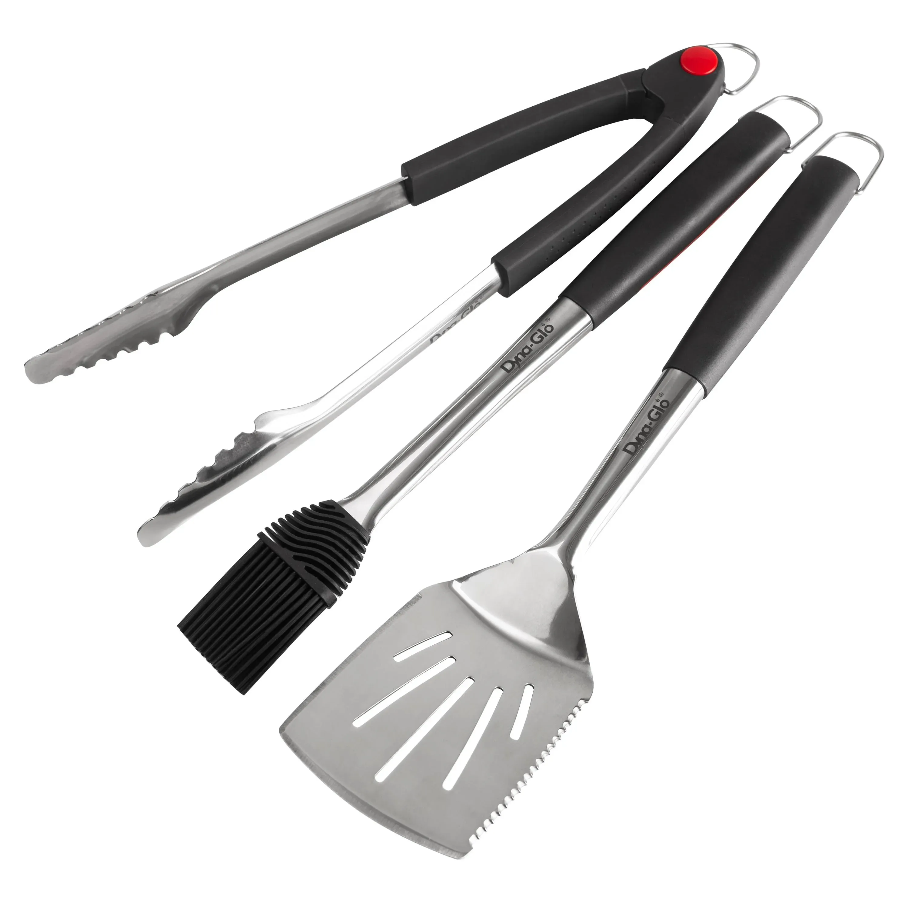 Dyna-Glo Grill Tool Set Stainless Steel Silicone Soft Touch Handles (3-Piece)