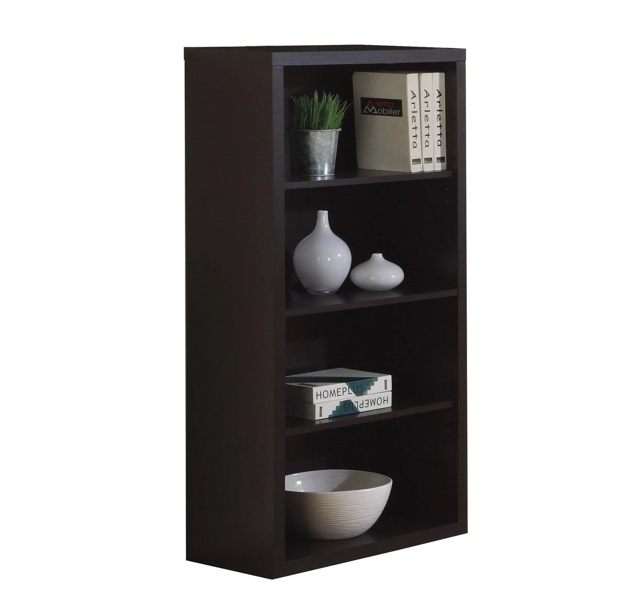 Monarch Specialties Cappuccino 48"H Bookcase with Adjustable Shelves