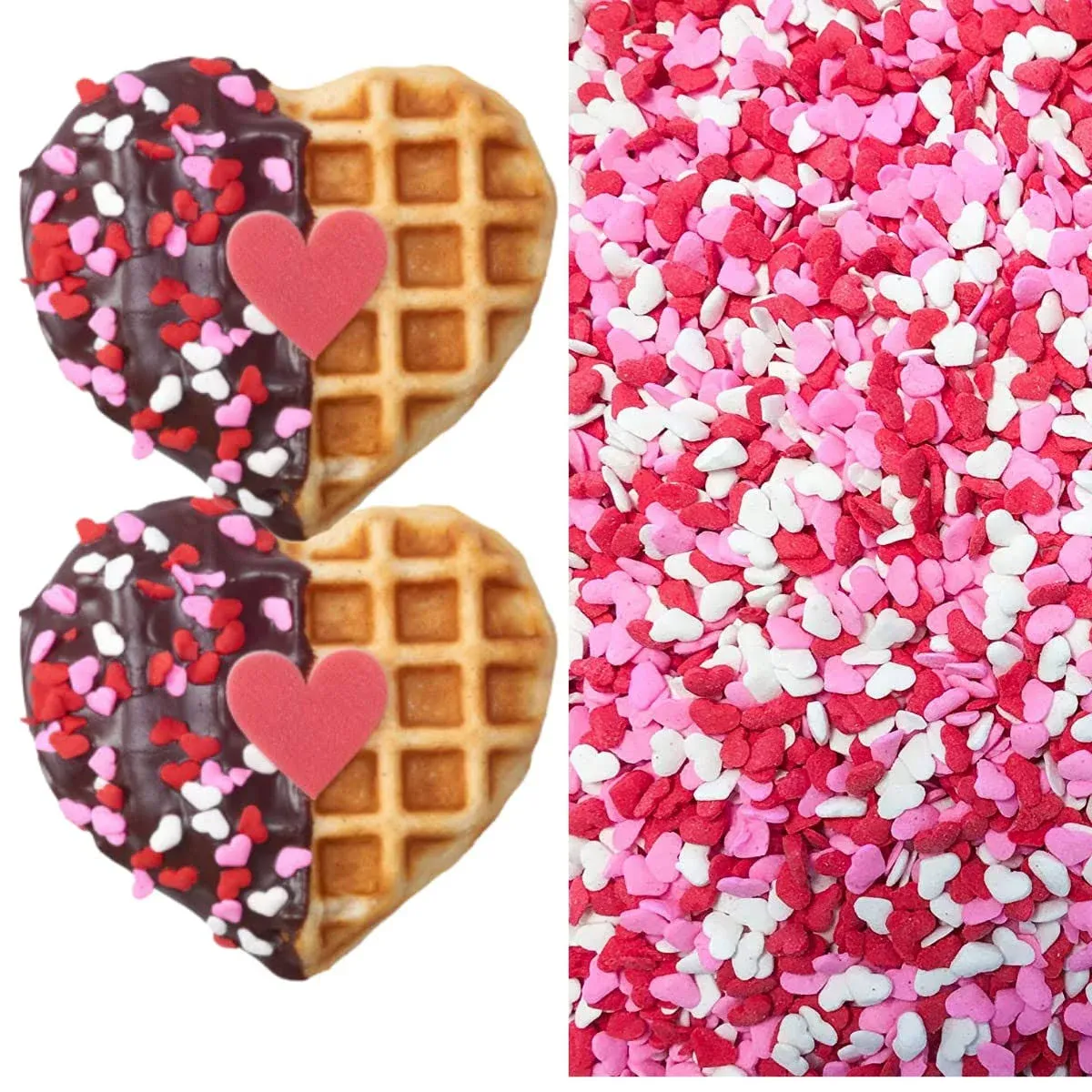 Sprinkle Deco Valentine Red, White & Pink Heart Shapes Edible Sprinkles for Cakes, Cupcakes/Food Decorations 4 oz