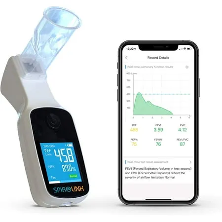 CMI Health SpiroLink | Smart Peak Flow Meter | Portable Pulmonary Function Test, Pocket Spirometer | Long Lifespan, Durable | For Asthma, COPD, Musicians, Smokers, Athletes, and More