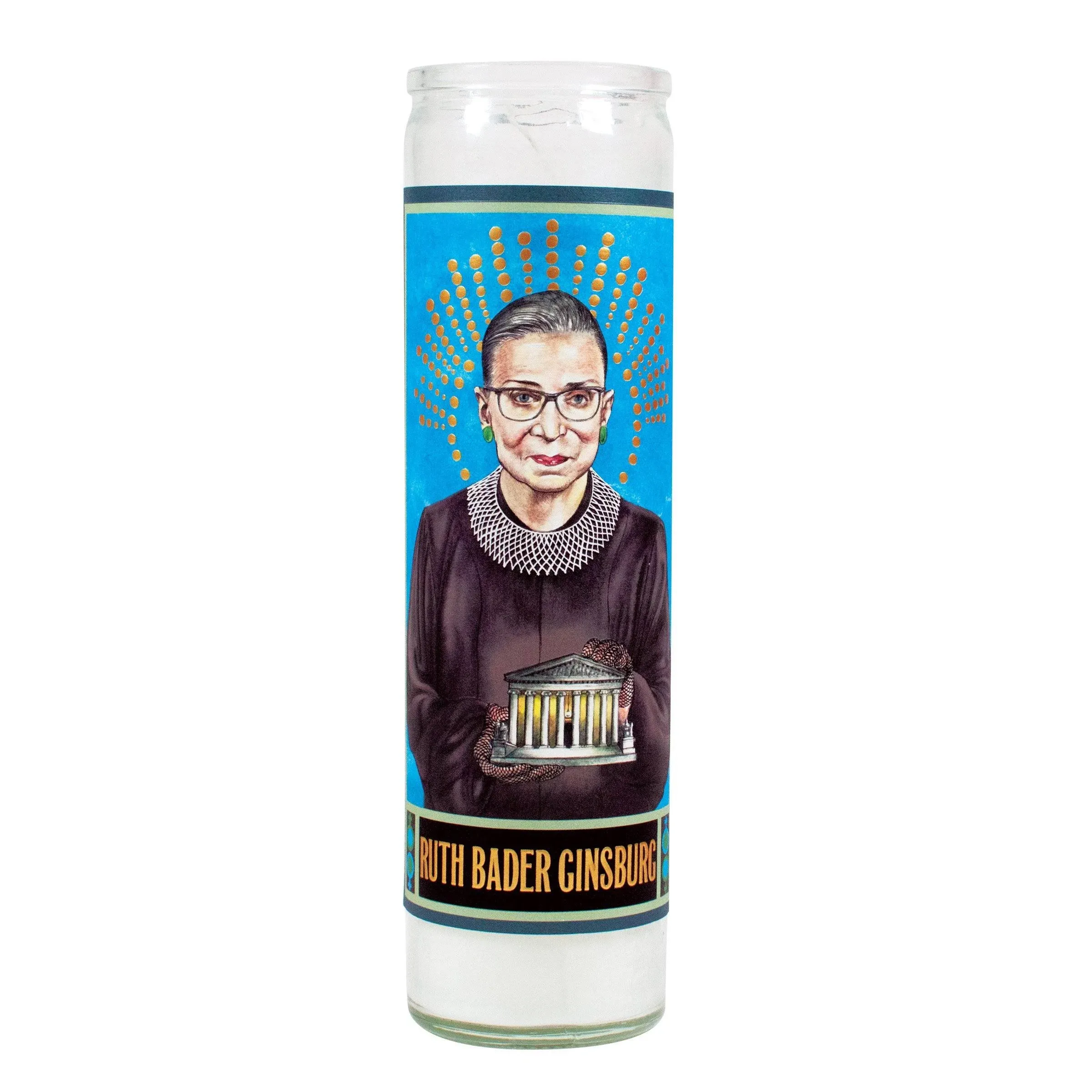 Ruth Bader Ginsburg Secular Saint Candle - 8.5 Inch Tall Glass Prayer Votive - Made in The USA