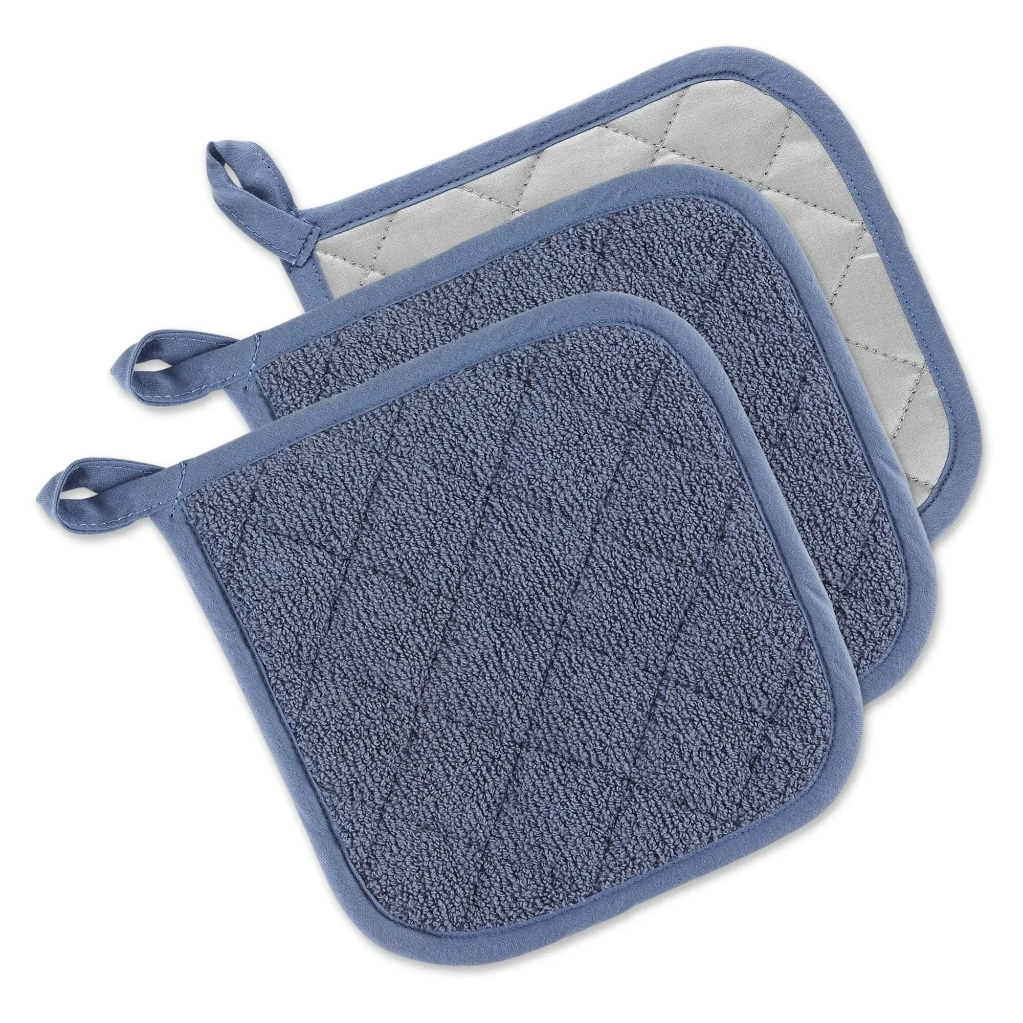 DII Stonewash Blue Terry Potholder (Set 3)