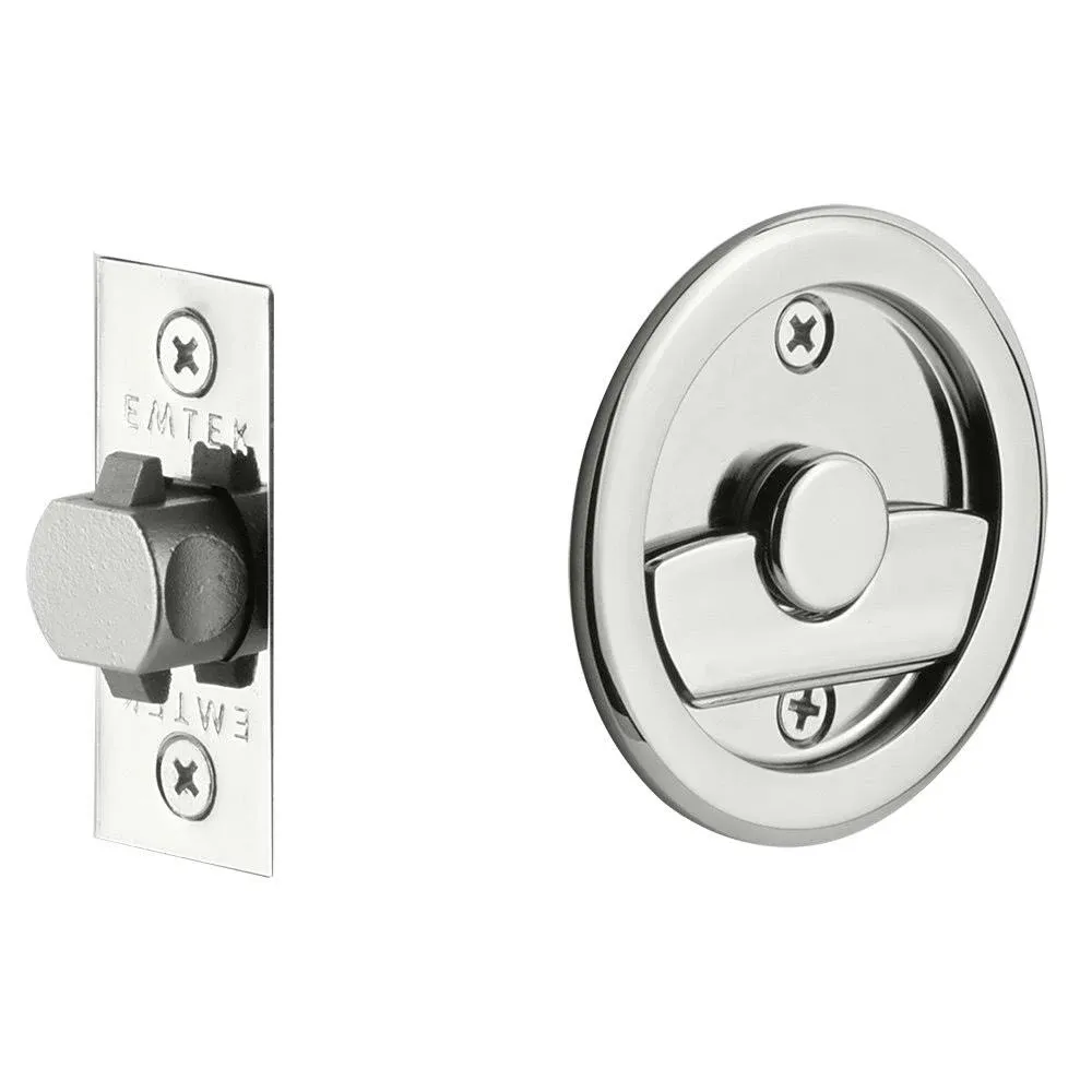 Emtek 2145US26 2.5 in. Round Tubular Privacy Pocket Door Lock  Chrome