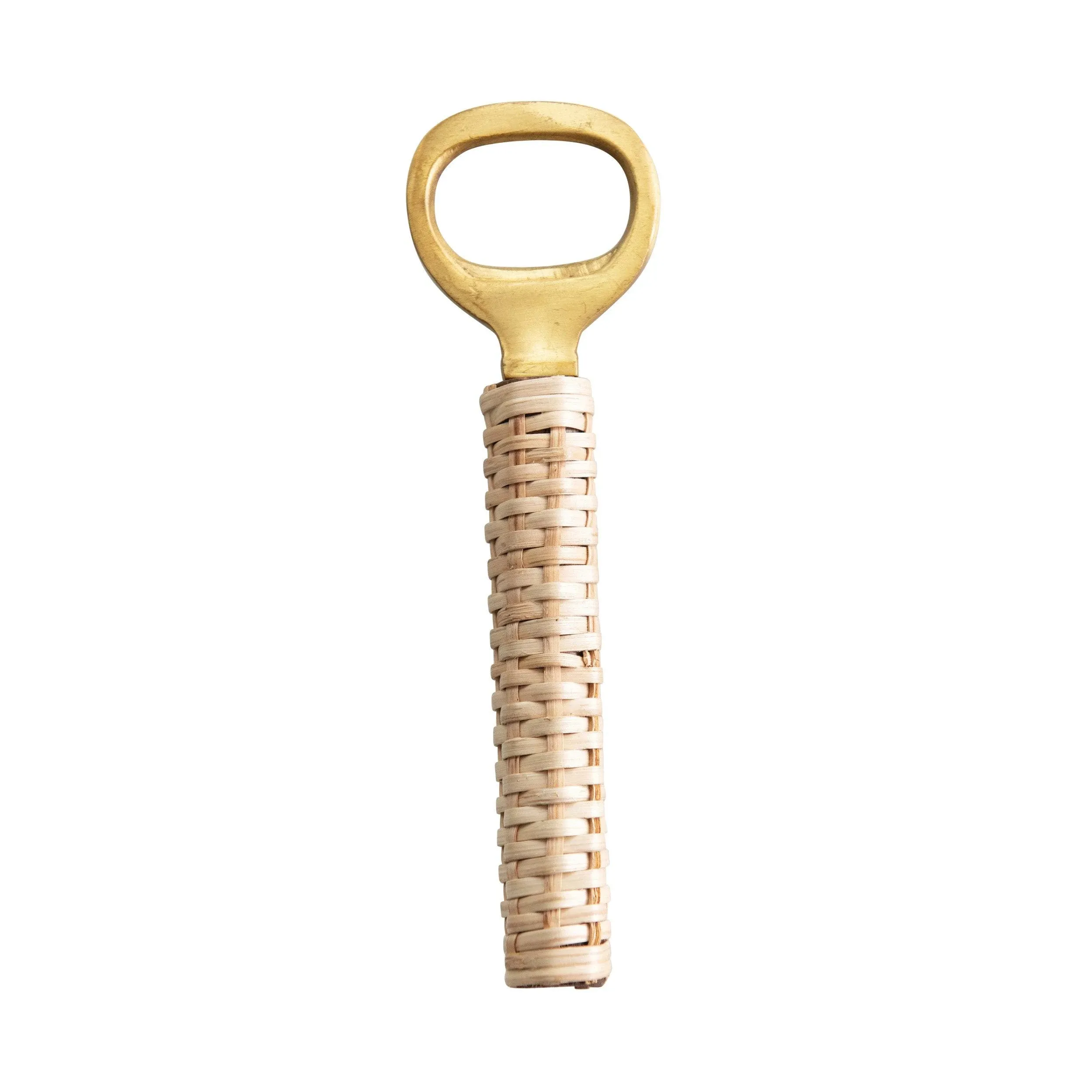 Brass Bottle Opener with Rattan Handle