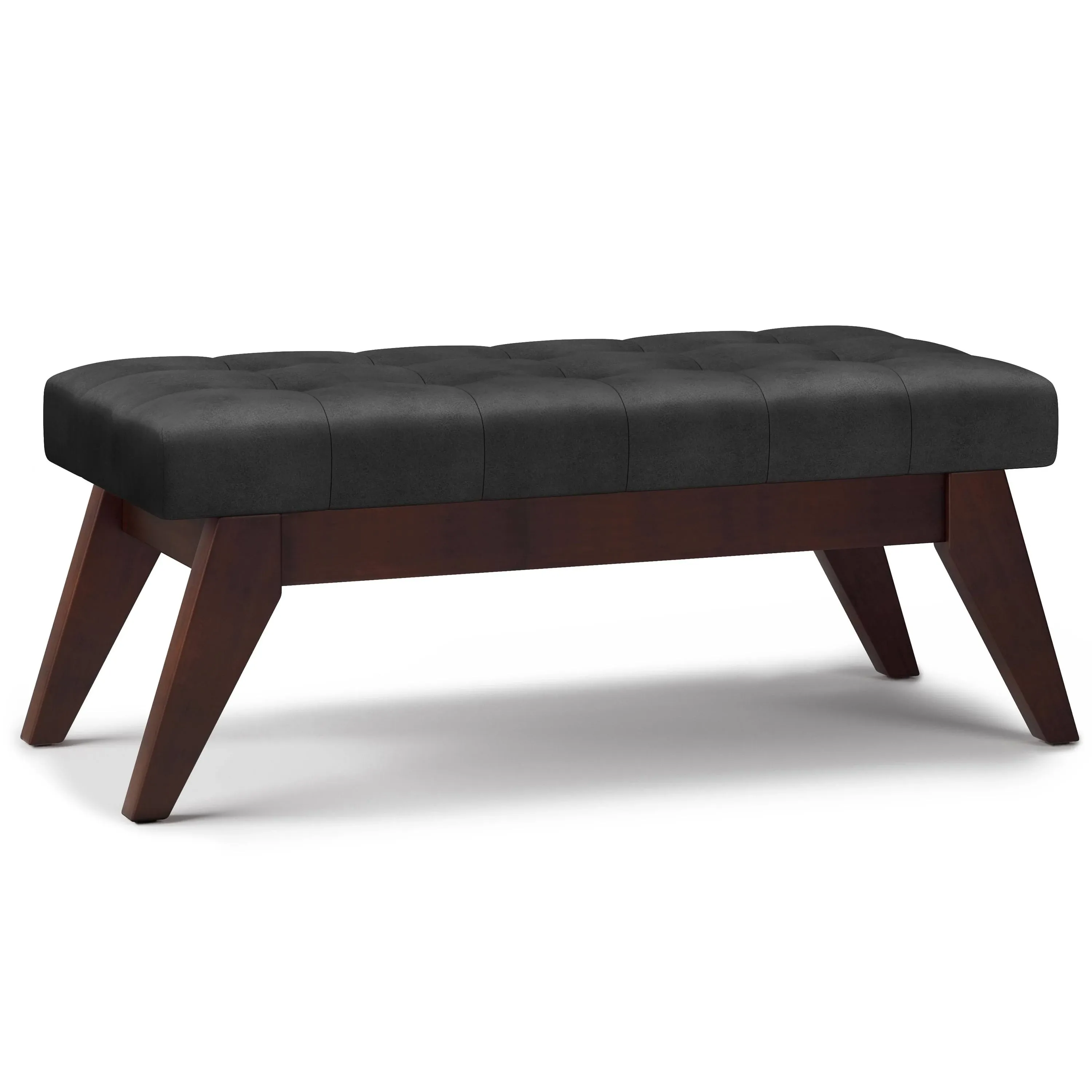 Simpli Home Draper 40 inch Wide Mid Century Modern Rectangle Tufted Ottoman Bench