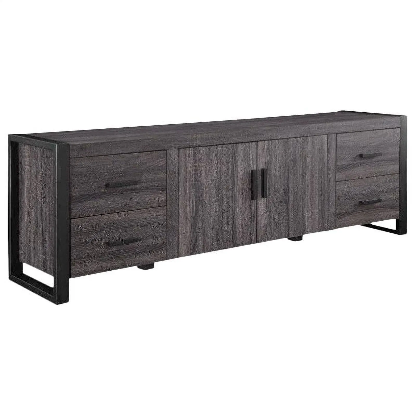 Pemberly Row Industrial Wood TV Stand for TVs up to 70" in Charcoal Gray - Industrial - Entertainment Centers And Tv Stands - by Homesquare | Houzz