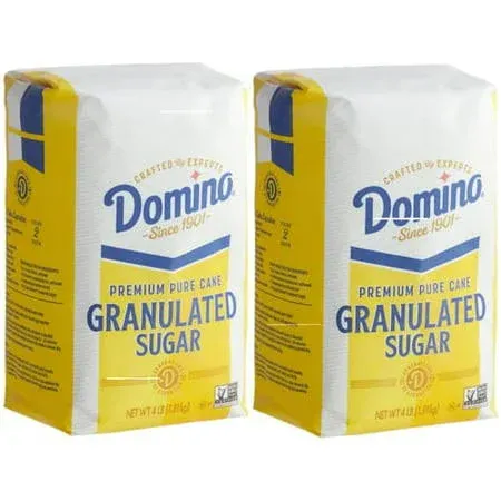 Domino Premium Pure Cane Granulated Sugar, 4 LB Bag (Pack of 2)