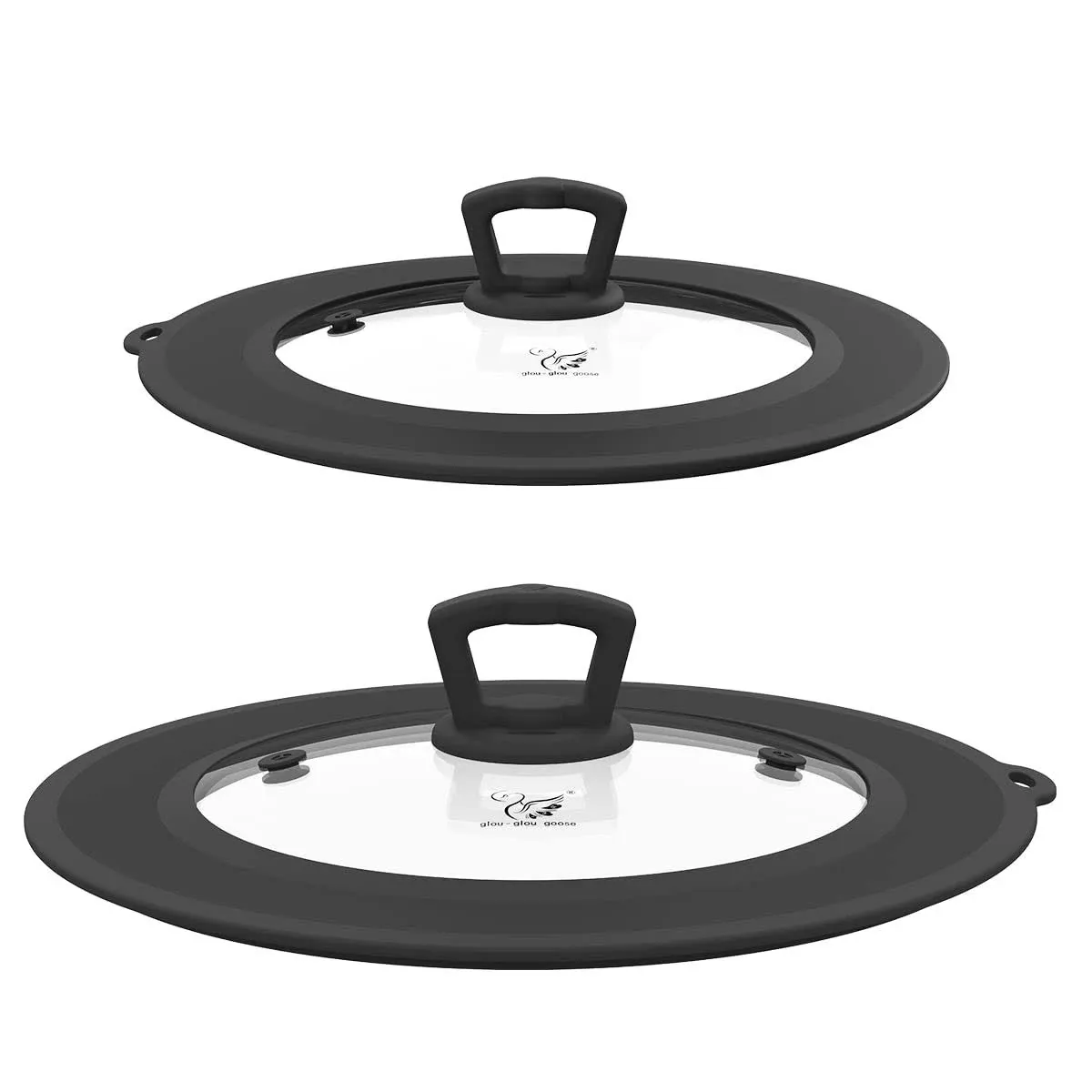 Set of 2 Vented Tempered Glass Universal Lid for Pot Pan Skillet with Heat ...