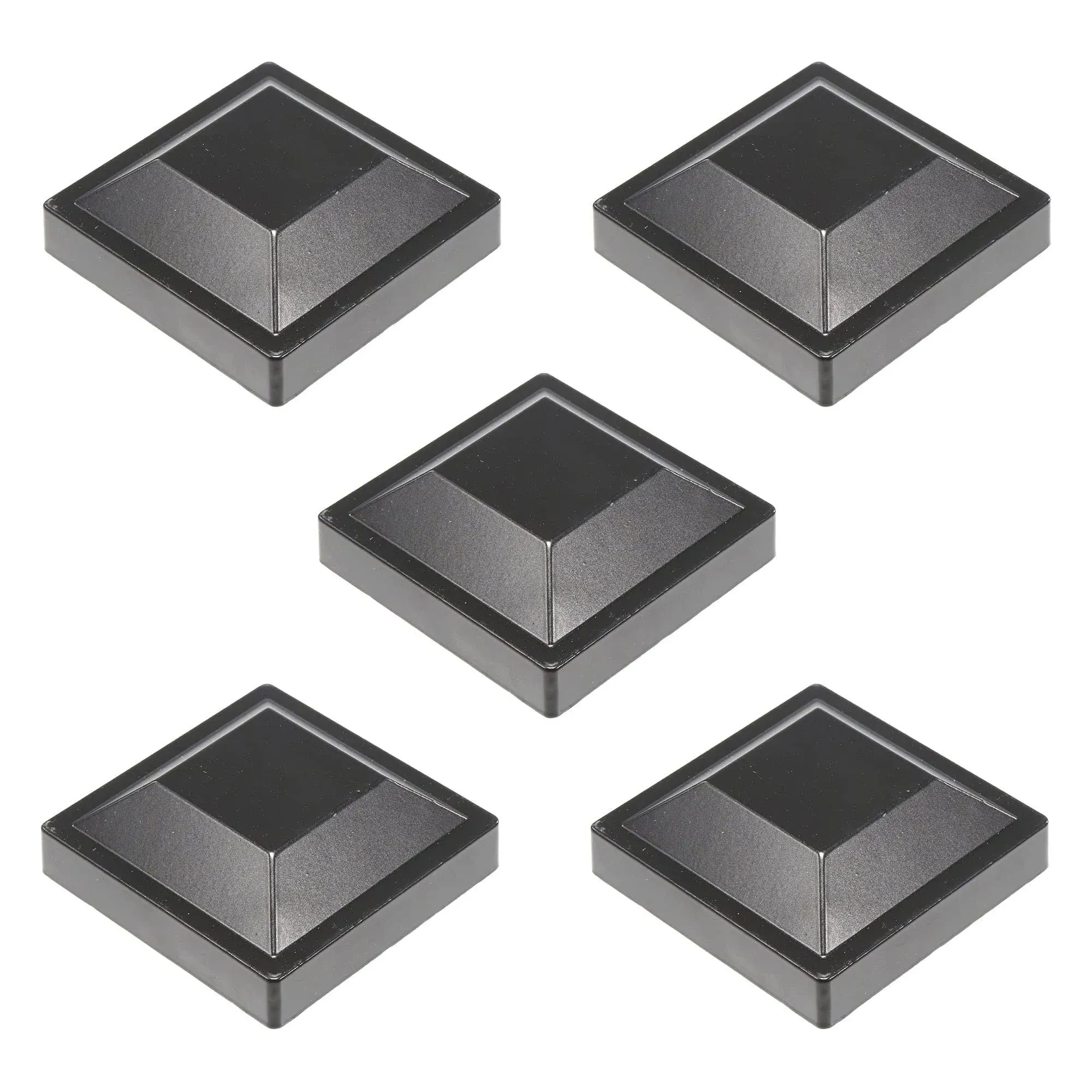 Plum Fittings 3" x 3" Square Black Aluminum Post Cap for Aluminum Fence Posts | Black Post Caps (5 Pack)