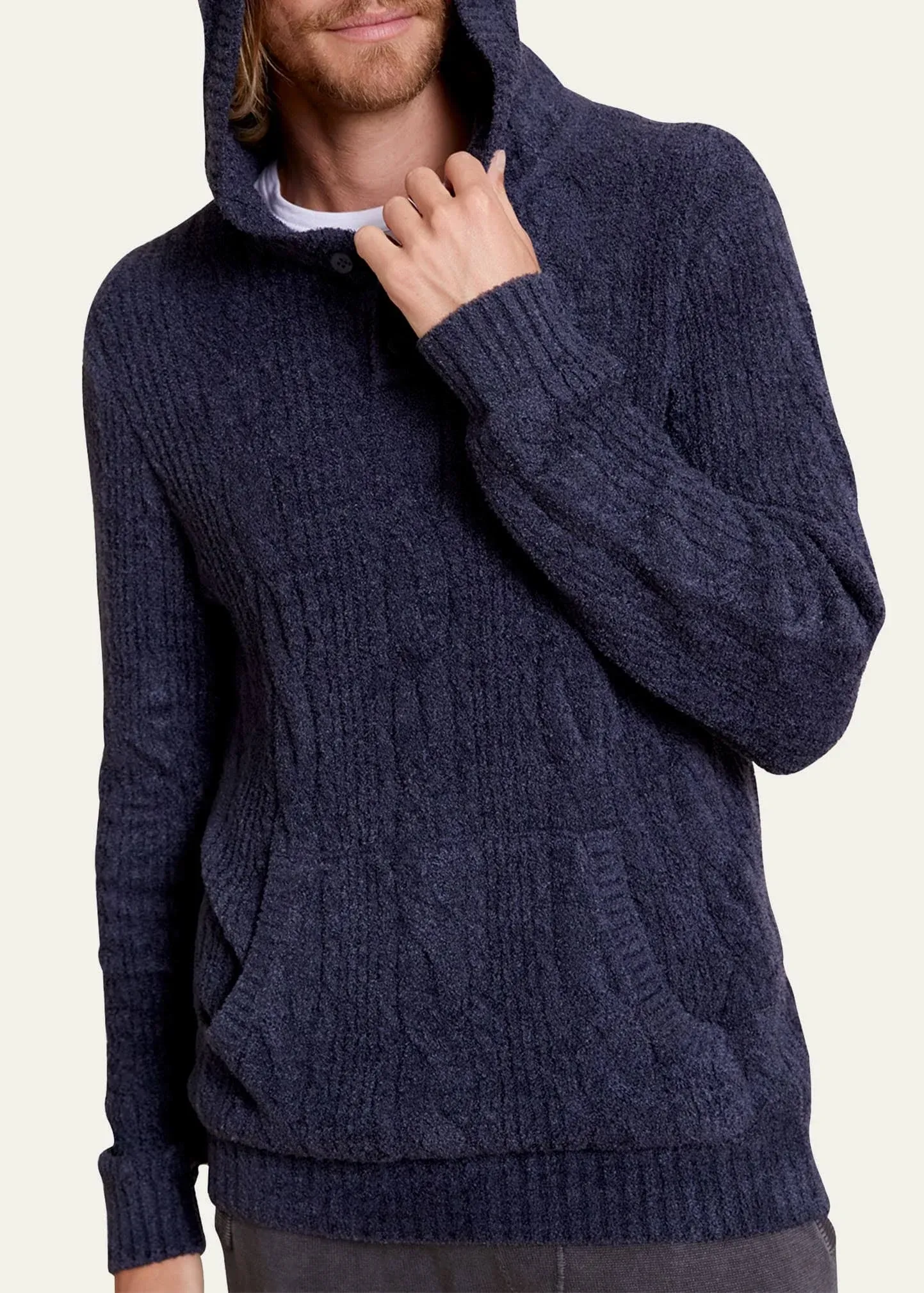 Barefoot Dreams Men's Hooded Henley Sweater