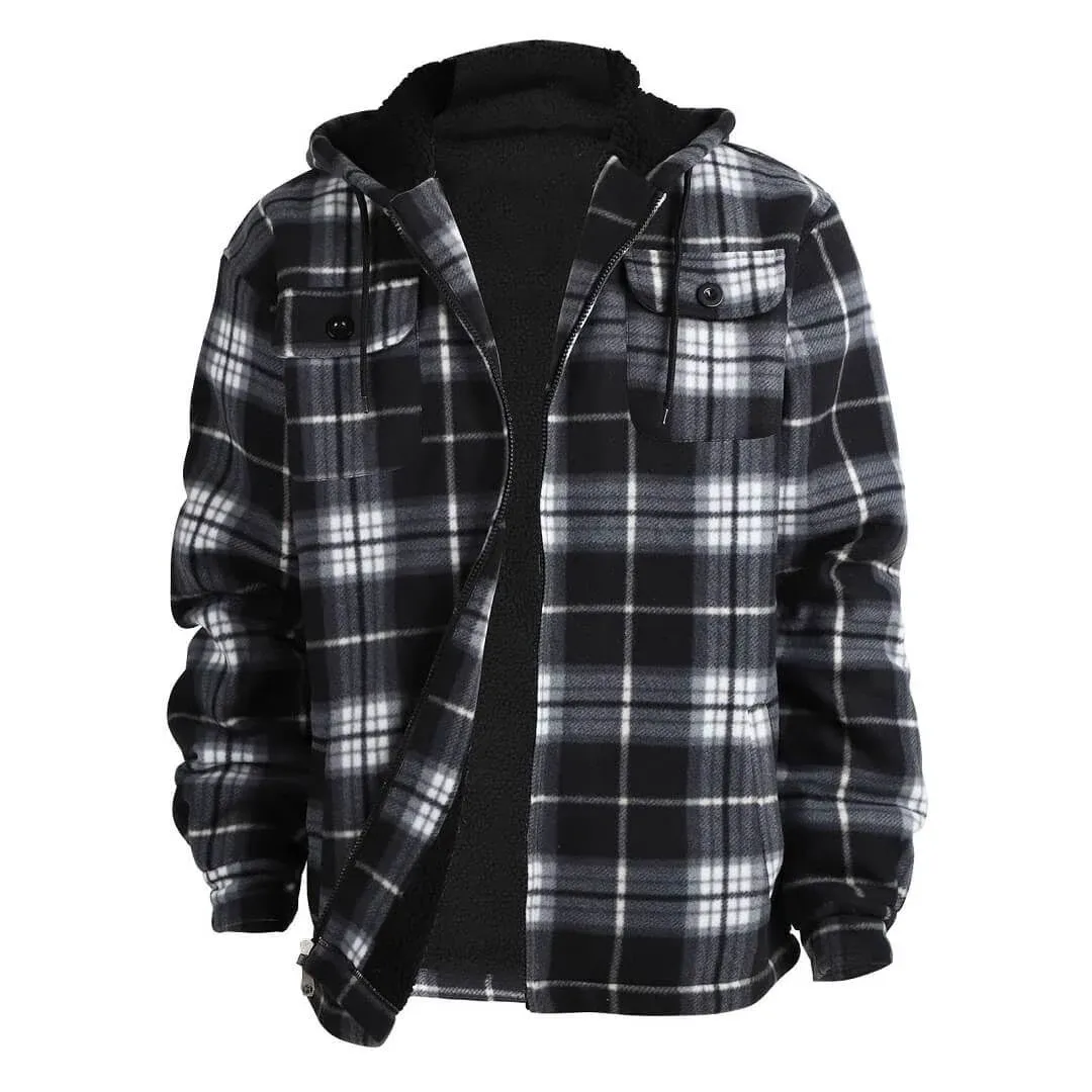 Winter Heavy Warm Sherpa Lined Fleece Plaid Flannel Jacket Men Plus Size S-5XL Big&Tall Mens Coat