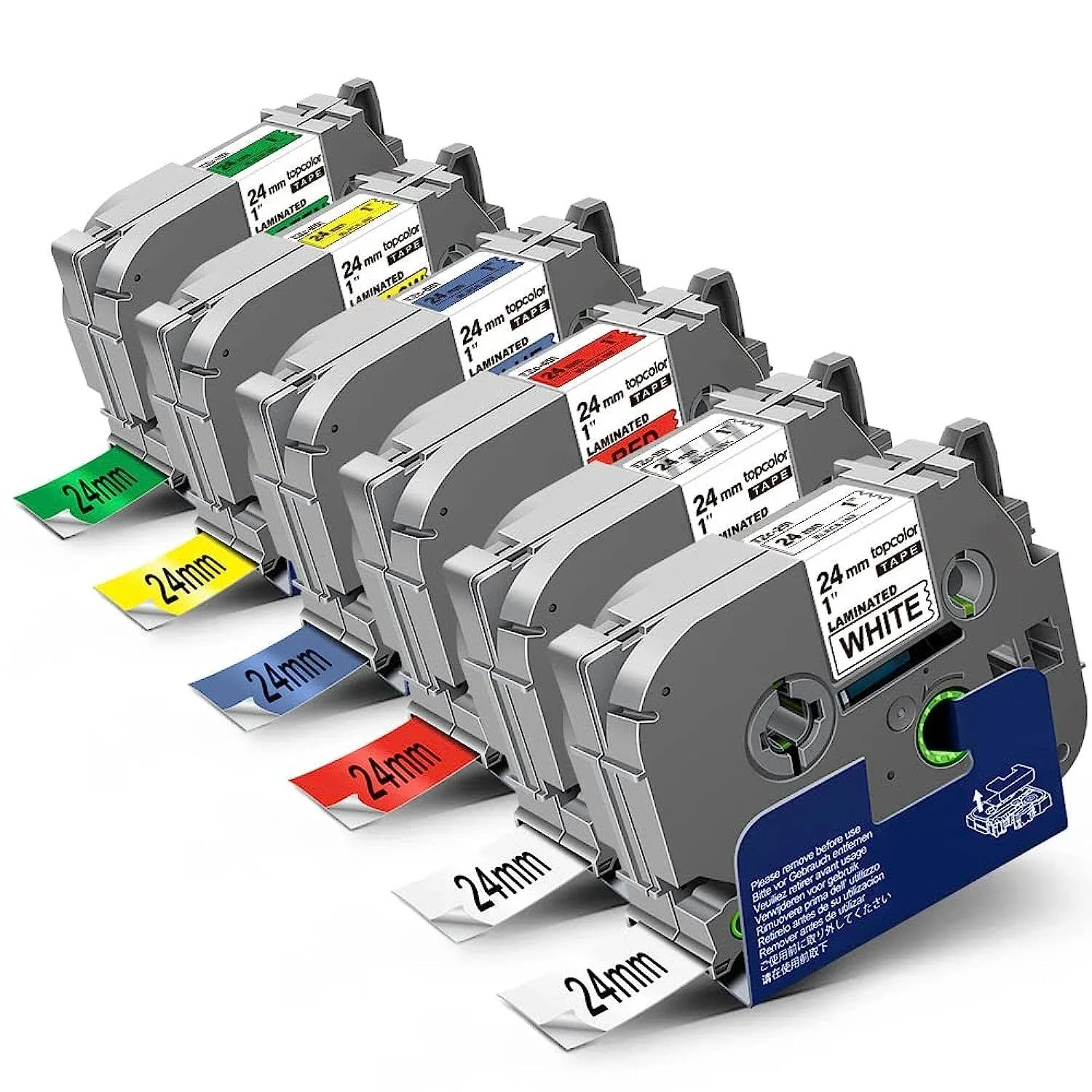 6-Pack Tze 24Mm 0.94" Label Tape Laminated Compatible For Brother Tze-151 Tze-25