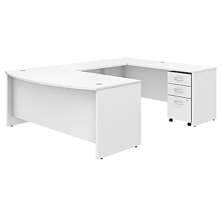 Bush Business Furniture Studio C U Shaped Desk with Mobile File Cabinet, 72W x 36D, White