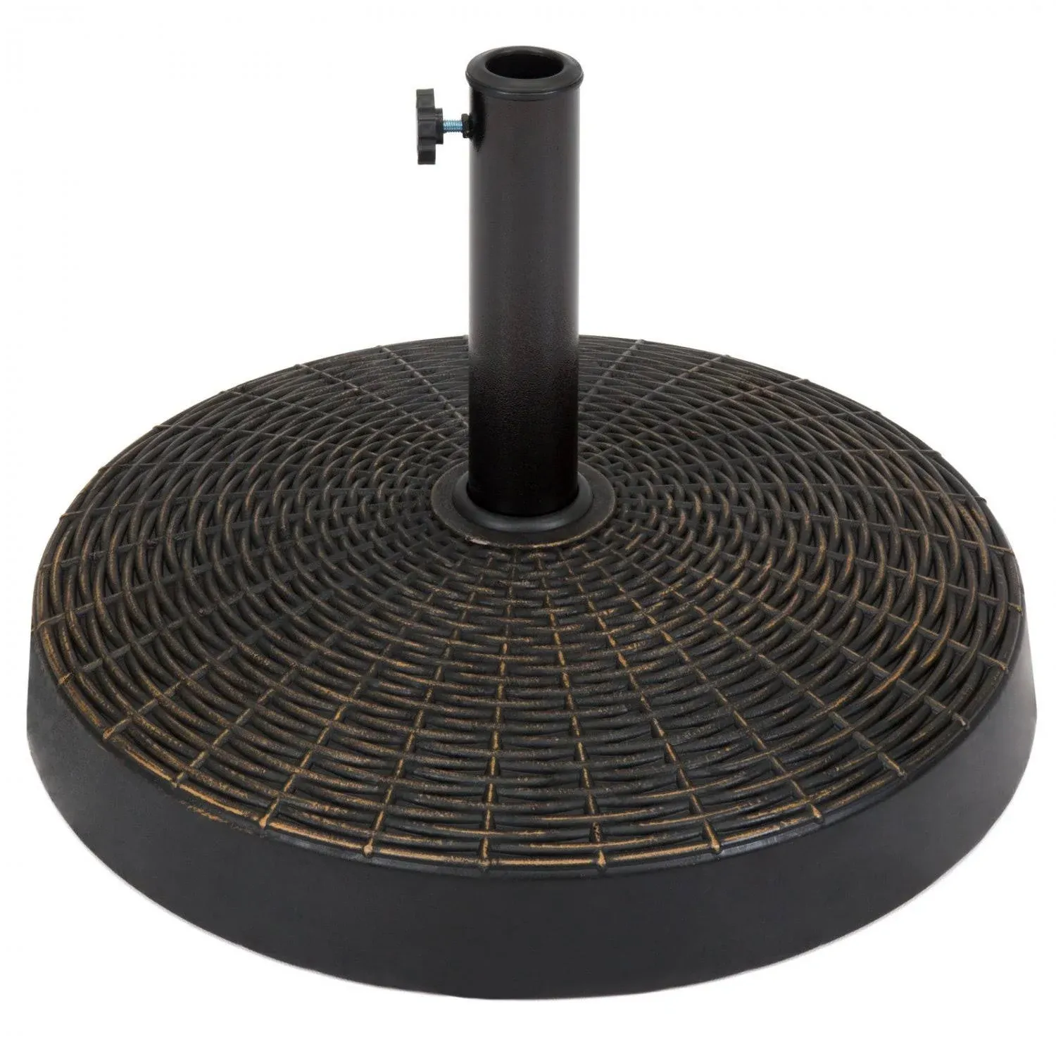 Best Choice Products 55lb Round Wicker Style Resin Patio Umbrella Base Stand w/ 1.75in Hole