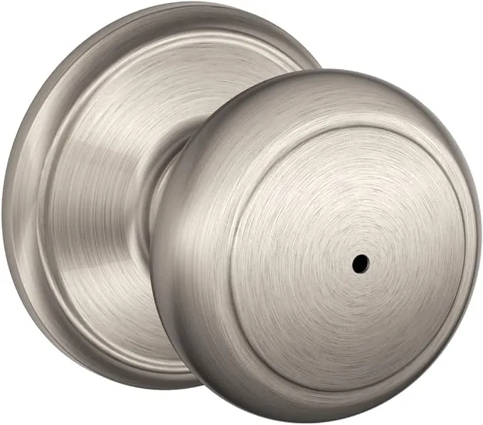 Schlage F40-AND Andover Privacy Door Knob Set - Satin Nickel