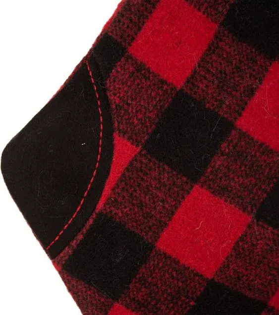 Glitzhome® 21" Black And Red Buffalo Plaid Pompom Stocking, Set Of 2