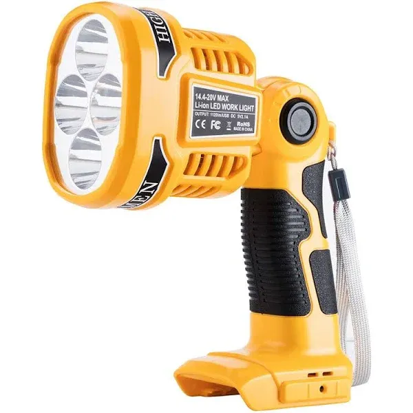 WaxPar 20V Tools LED Light, Emergency Spotlight Powered by Dewalt 20V-60V MAX Lithium Ion Battery, 12W 1120LM Jobsite Cordless Work Light with 110 Degree Pivoting Head