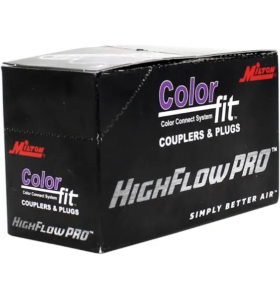 Milton 765VC ColorFit HighFlowPRO Couplers, V-style Purple, 1/4" NPT Male, Box of 10