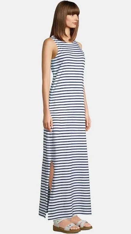 Lands' End Women's Cotton Jersey Sleeveless Swim Cover-Up Maxi Dress