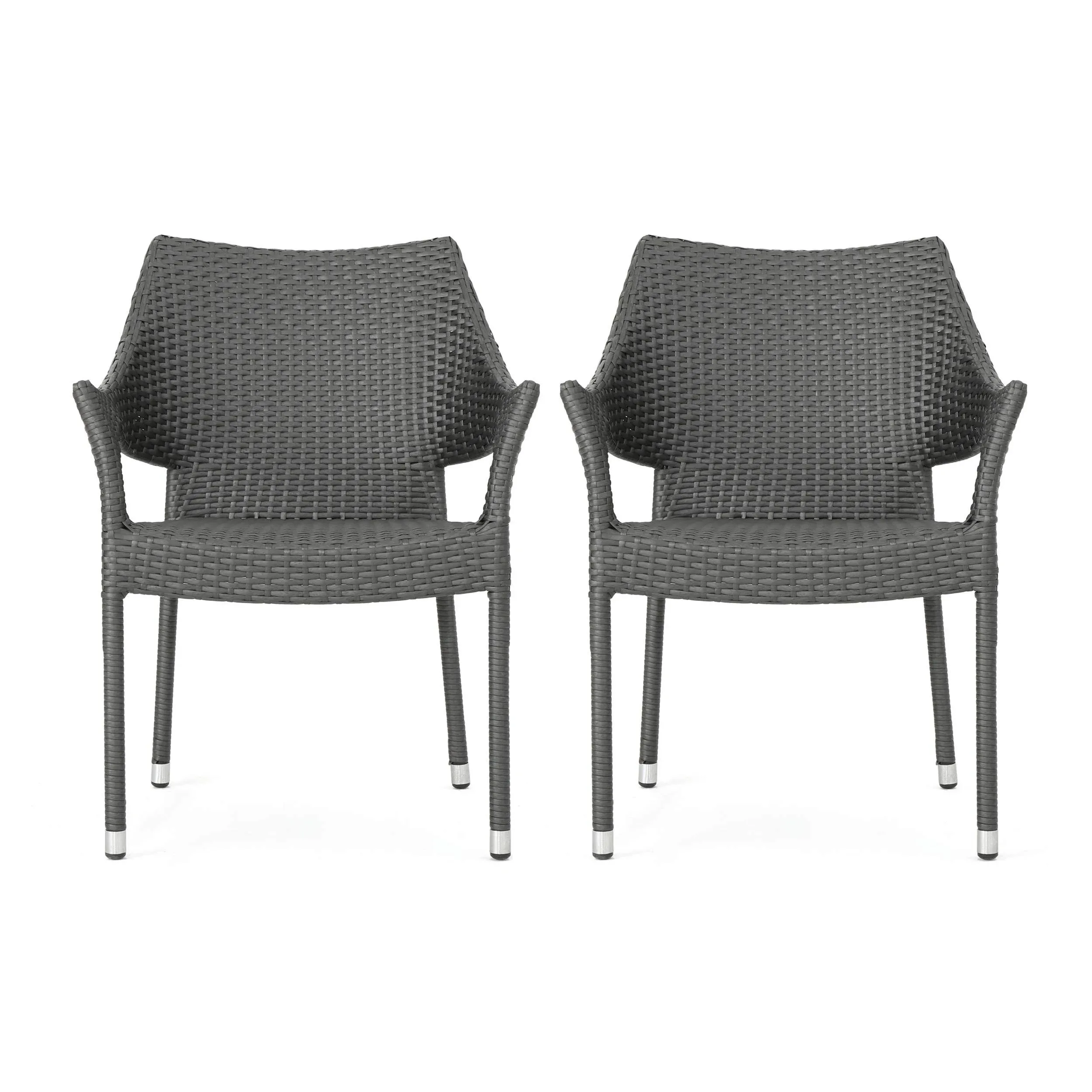 Christopher Knight Home Cliff Outdoor Wicker Chairs 2-Pcs Set Grey