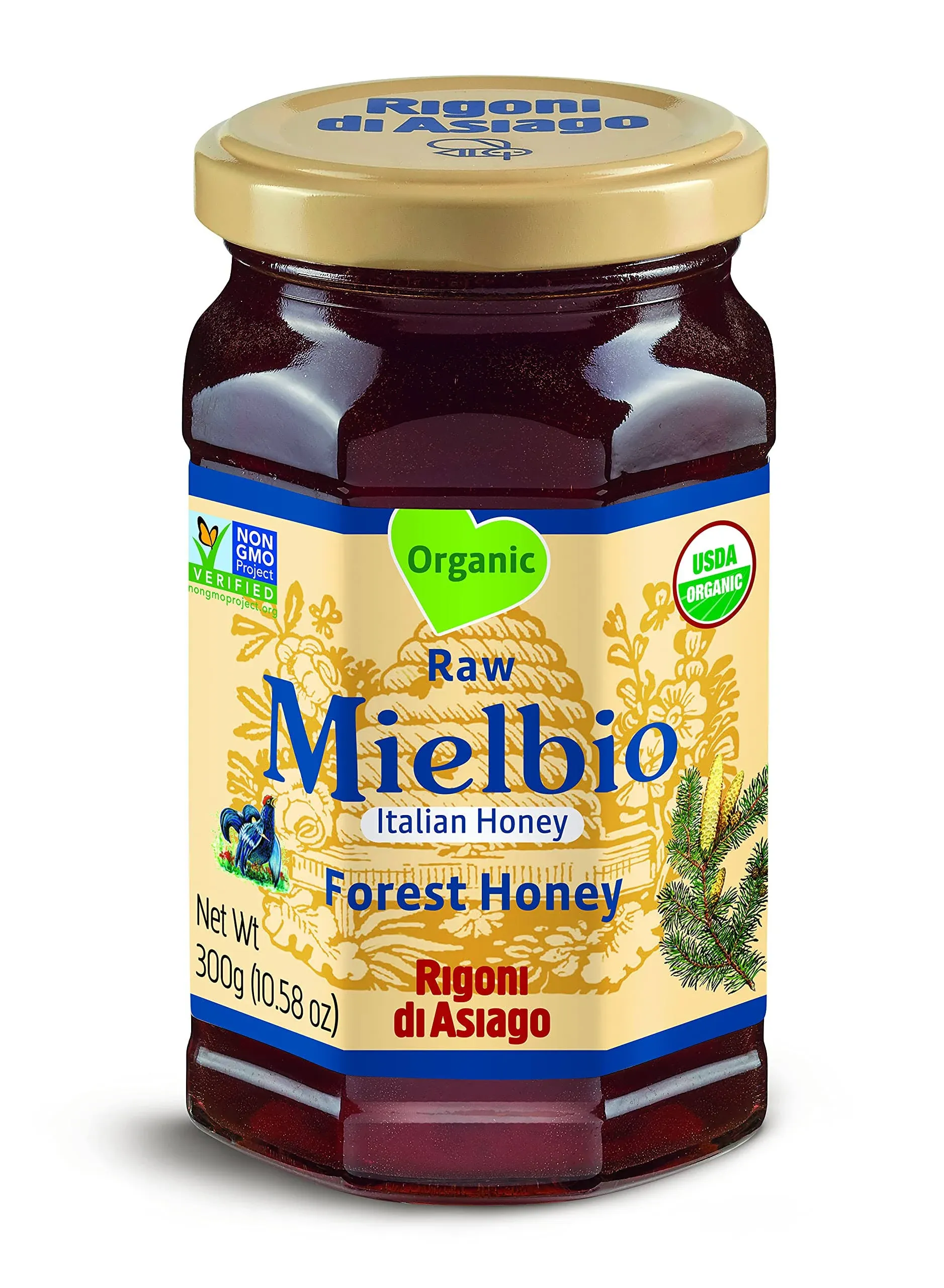 Rigoni di Asiago Organic Italian Raw Mielbio Forest Raw Honey 10.58 Oz Pack of 6