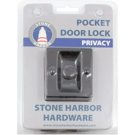 Premium Square Pocket Door Lock, Privacy (Bed/Bath) Latch, Clear Pack, Vintage Bronze by Stone Harbor Hardware | MaxWarehouse.com