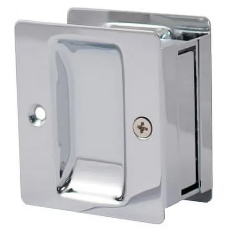 Premium Square Pocket Door Lock Passage (Hall/Closet) Latch Clear Pack Polished Chrome by Stone Harbor Hardware