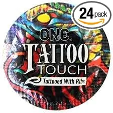 ONE Tattoo Touch + Brass Lunamax Pocket Case Tattoo Inspired Textured Lubricated Latex Condoms-12 Count