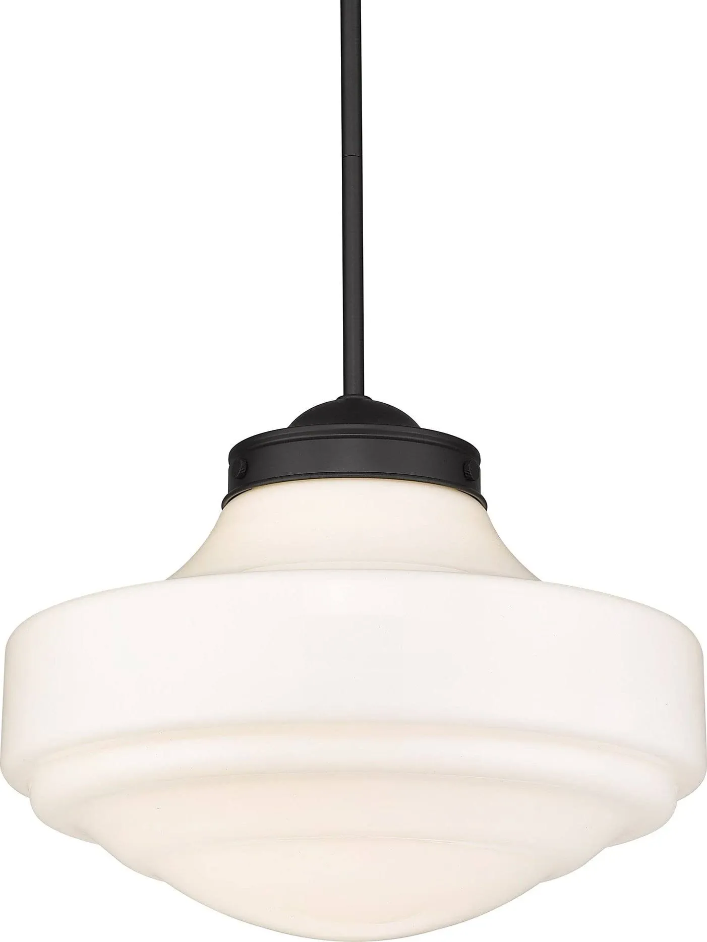 Ingalls 1 Light 16 inch Matte Black Pendant Ceiling Light in Vintage Milk Glass, Large