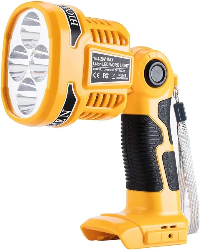 20V Tools LED Light Emergency Spotlight Powered by Dewalt 20V-60V Li-Ion Battery