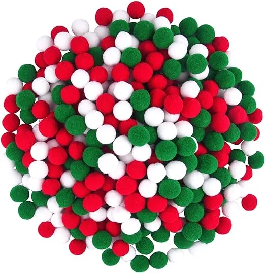 450 Pieces 0.8 Inch Christmas Pom Poms Red Green White Pompoms Balls for Xmas...