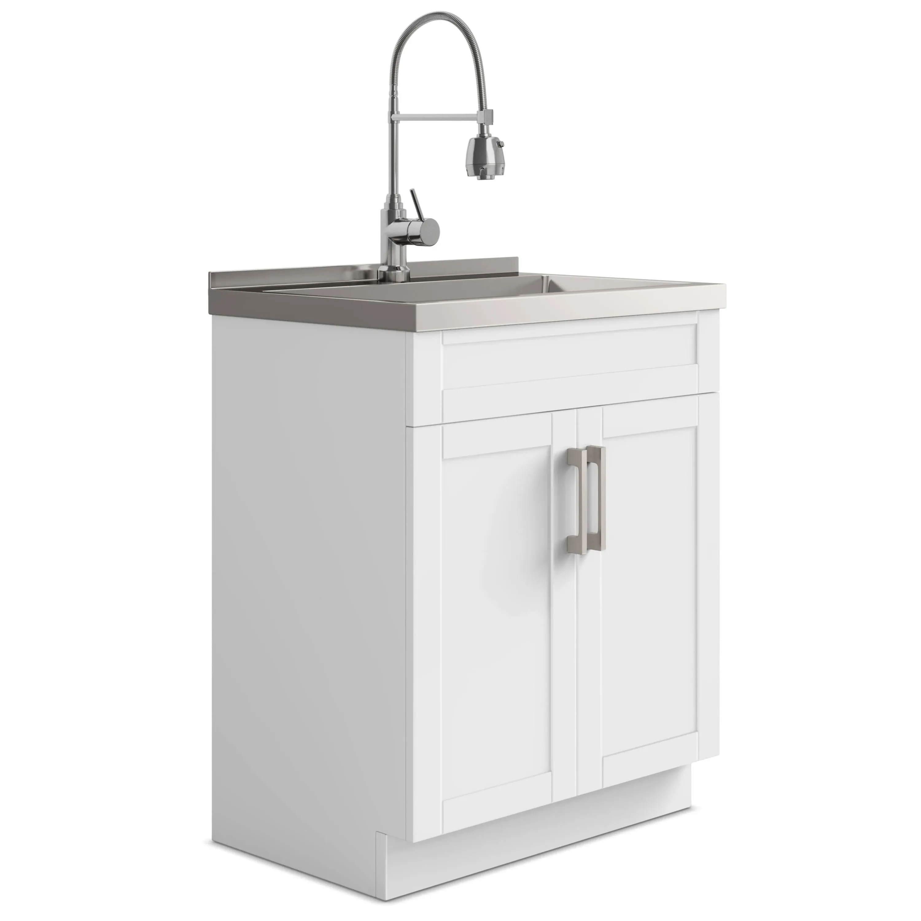 Simpli Home AXCLDYHEN28-SS Hennessy Deluxe 28 inch Laundry Cabinet with Faucet and Stainless Steel Sink