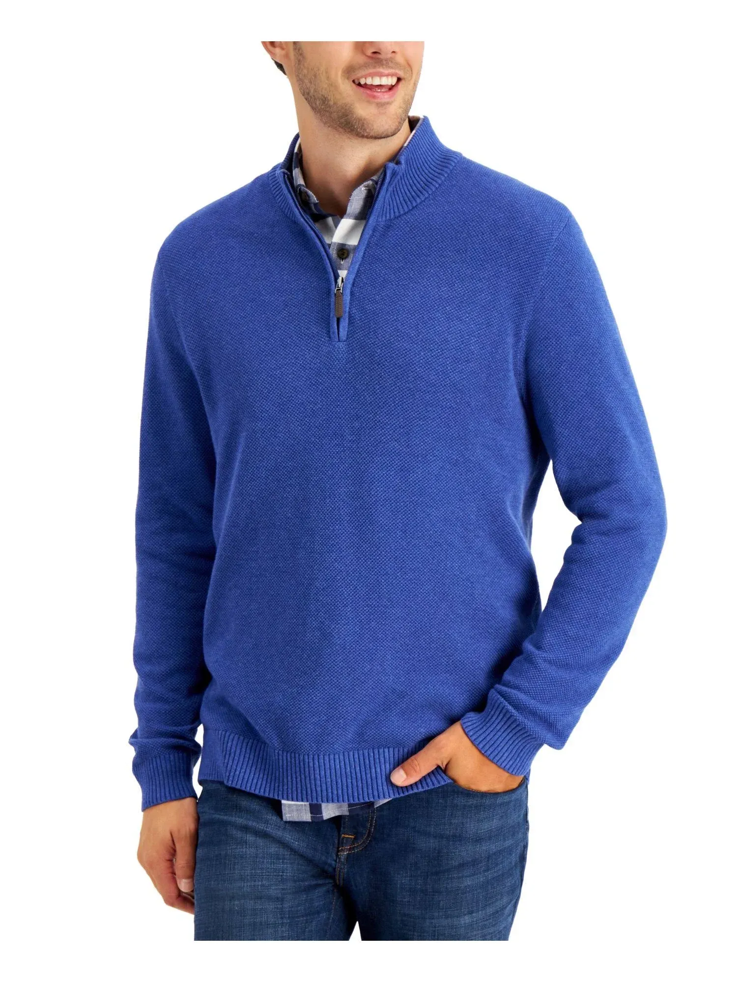 Club Room Men's Quarter-Zip Textured Cotton Sweater