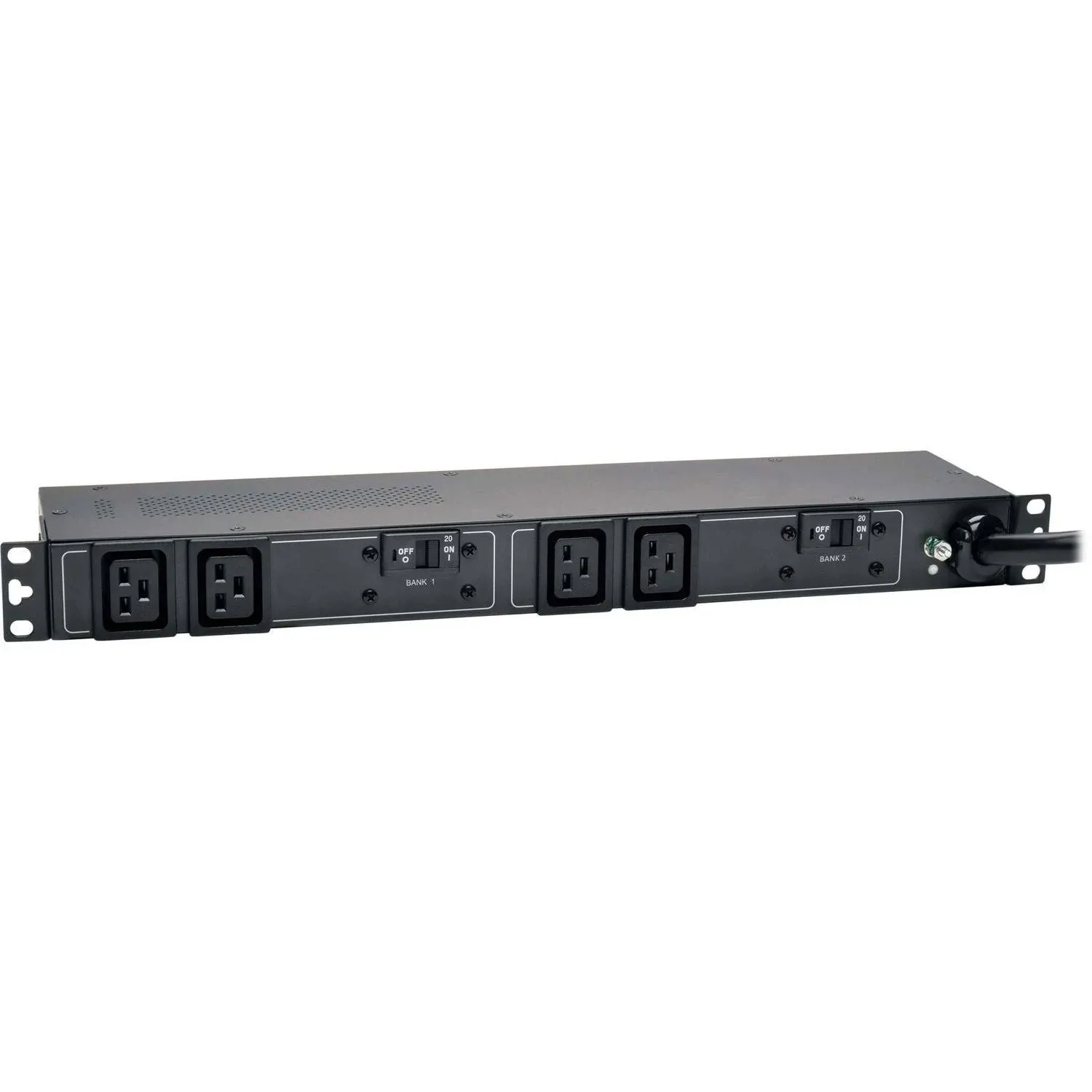 Tripp Lite Basic PDU, 30A, 4 Outlets (C19), 208/240V, L6-30P, 12 ft. Cord, 1U Rack-Mount Power (PDUH30HV19),Black