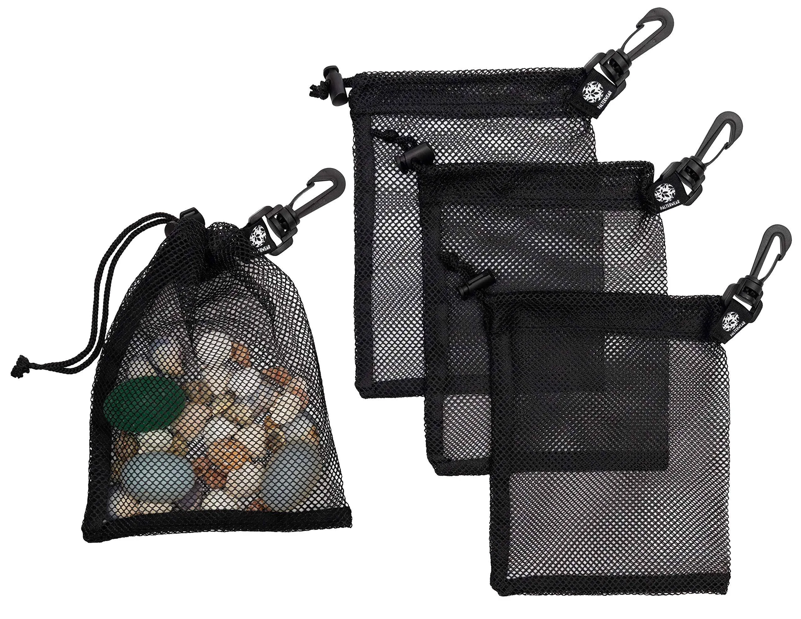 Palterwear Mesh Drawstring Bag With Clip - Set of 4 (6 x 8 inch)