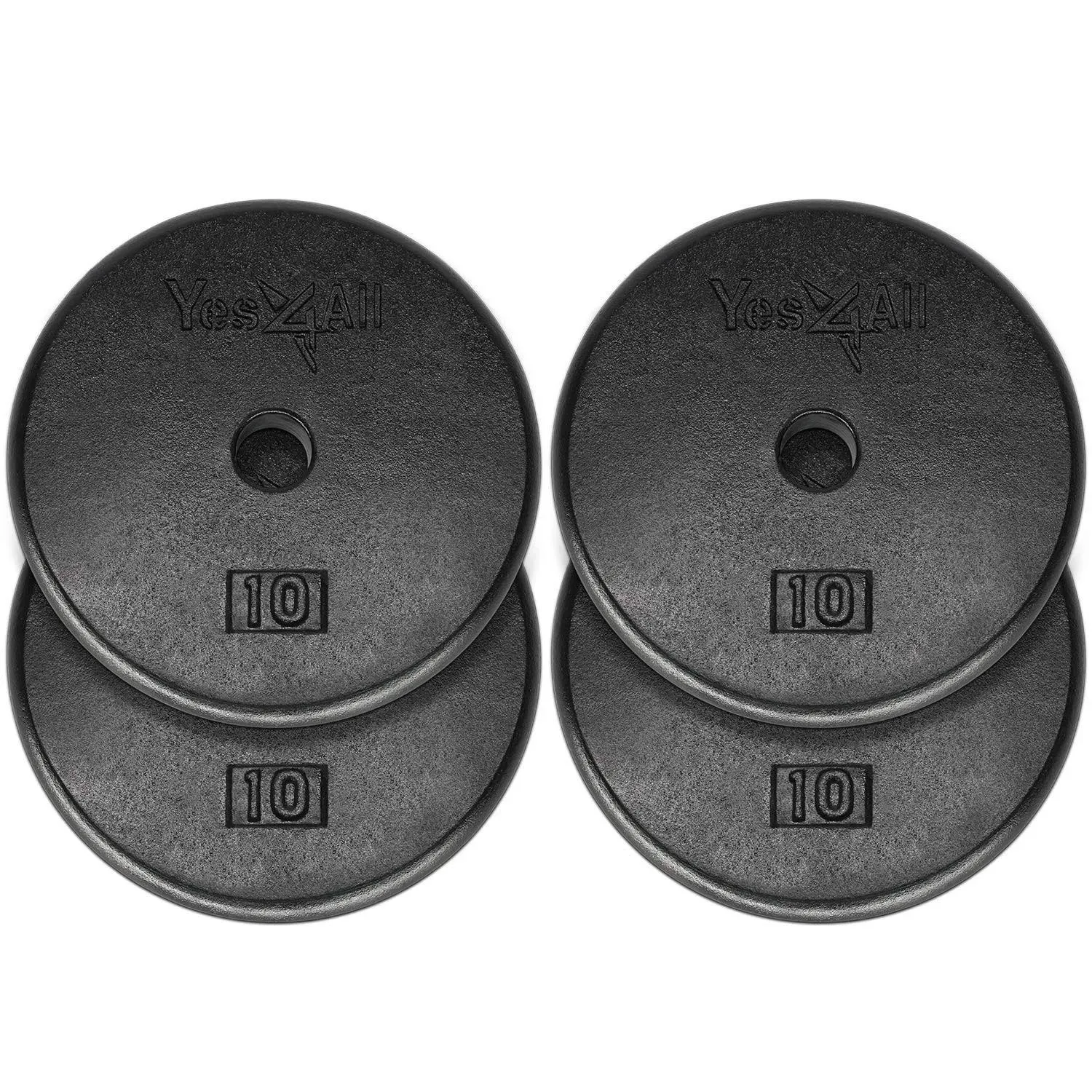 Yes4All Standard 1" Cast Iron Weight Plate - Ideal for Strength Training - Multiple Weight: 5LB to 25LB (Single & Set of 4)