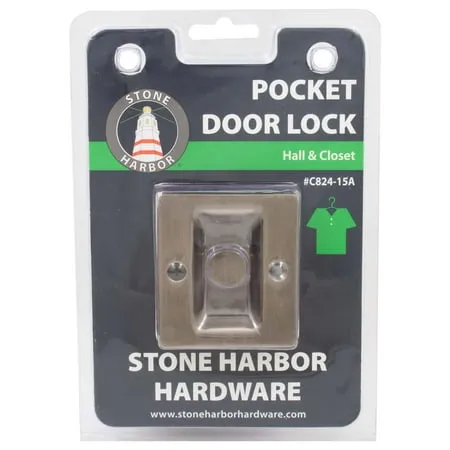 Premium Square Pocket Door Lock Passage (Hall/Closet) Latch Clear Pack Antique Nickel by Stone Harbor Hardware