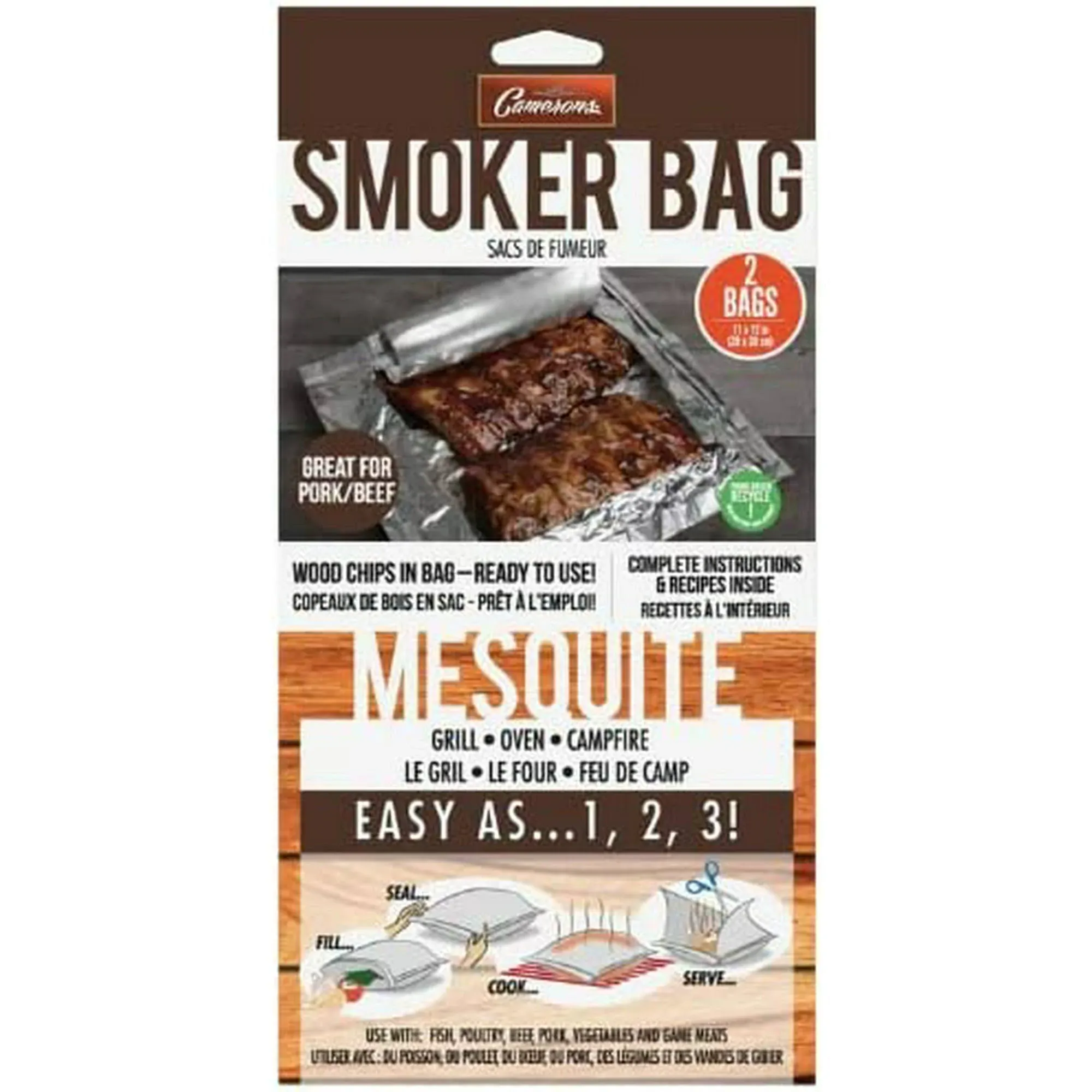 Camerons Smoker Bags - Mesquite Smoking Bags 2 Pack (11&#034; x 12&#034;) B3