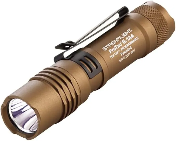 Streamlight Aluminum Industrial/Tactical Flashlight - 350 Lumens, 840 min Runtime, White LED Bulb, Coyote Tan Body, 1 Alkaline Lithium Battery