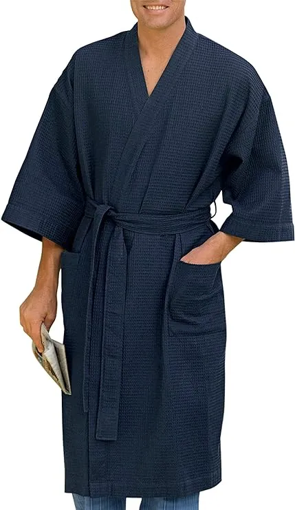 Harbor Bay by DXL Big and Tall Men's Waffle-Knit Kimono Robe