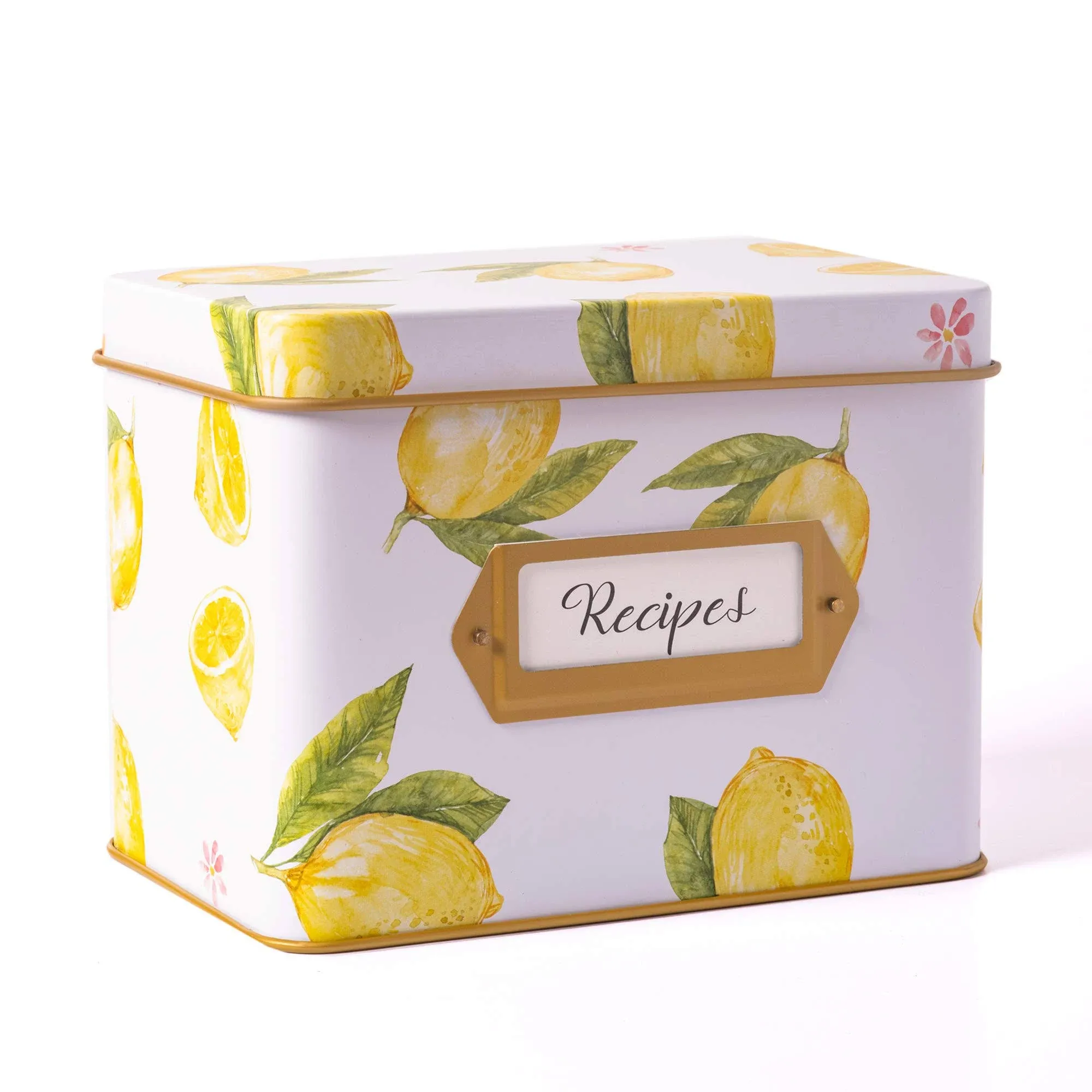 Heart &amp; Berry Lemon Recipe Box with 24 4x6 Recipe Cards and 12 Dividers -Reci...