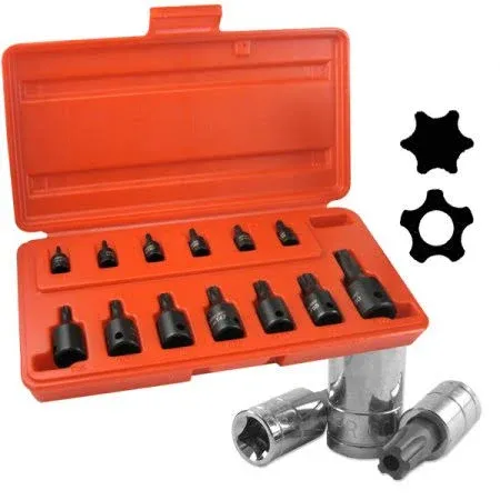 Neiko 10282B Trox Tamper Proof Impact 13 Piece Socket Set, Chrome-Moly