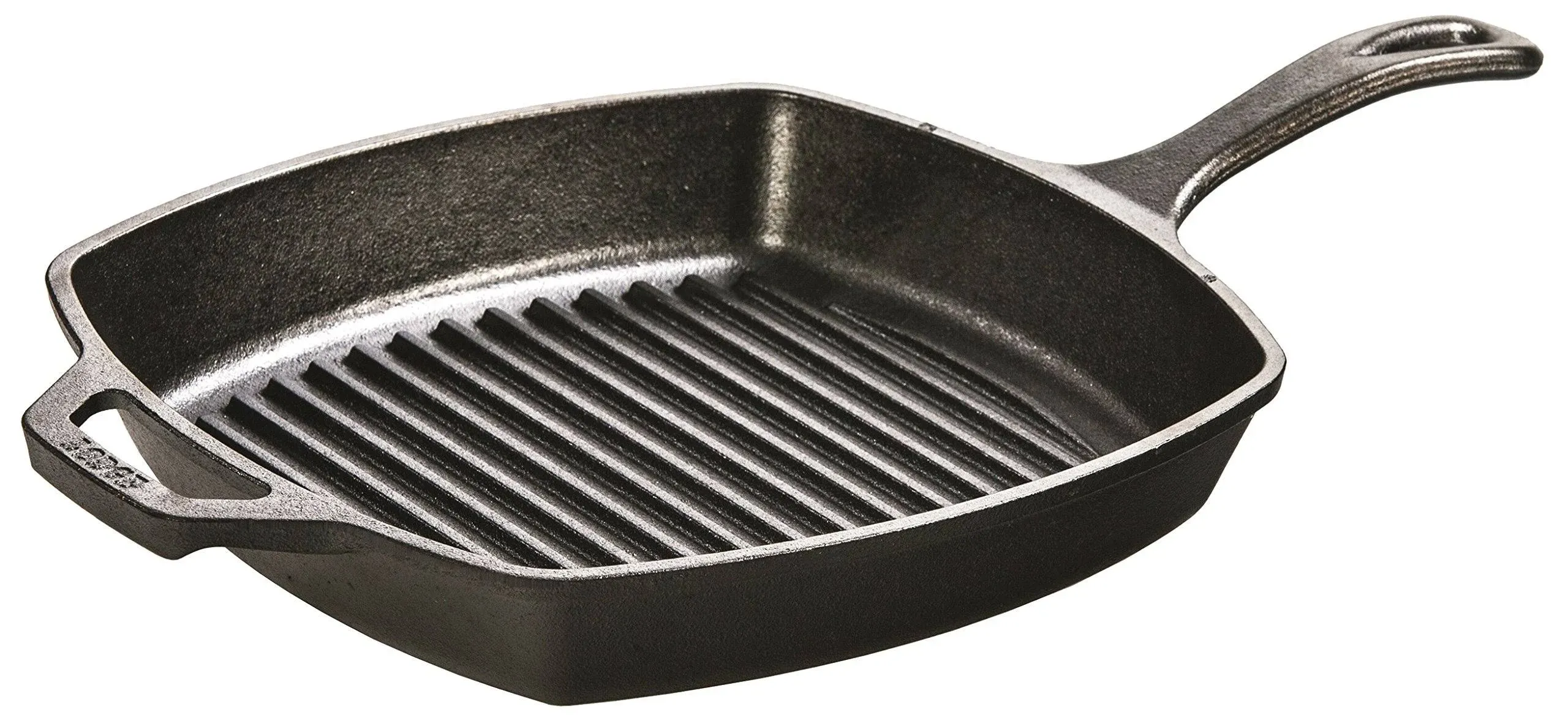 Lodge Manufacturing L8SGP3 Pre-Seasoned Cast-Iron Square Grill Pan 10.5&#034; Black