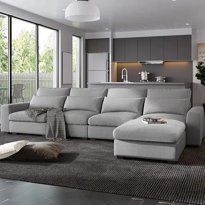 P PURLOVE Modern Upholstered Sectional Sofa Couch Setmodular L Shaped Sectional ...