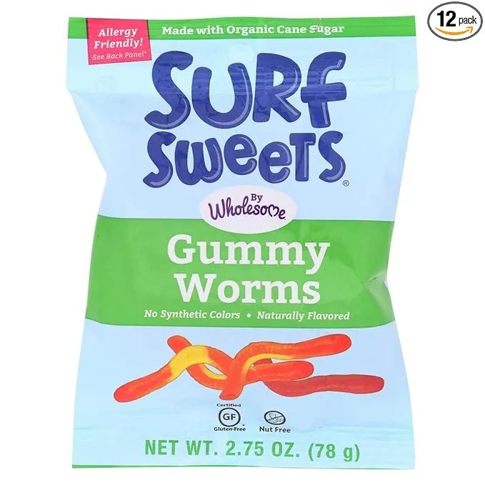 Surf Sweets Gummy Worms - Case Of 12 - 2.75 Oz.