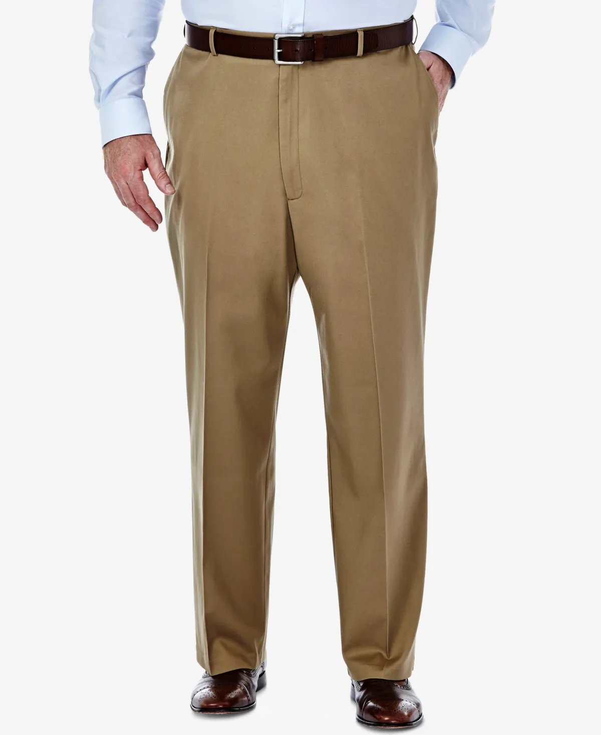 Haggar Men's Premium No Iron Khaki Flat Front Pant Classic Fit